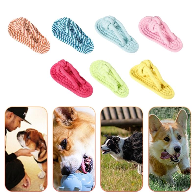 Cotton Rope Puppy Oral Toy Dogs Slippers Candy Color Shoes Shape Dog Accessories Small Medium-sized Dog Training Toy