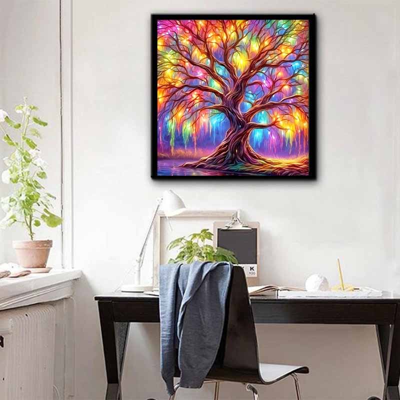 New Arrival 5D DIY Full Circle Diamond Painting "Colorful Tree" Embroidery Cross Stitch Home Decor Gift