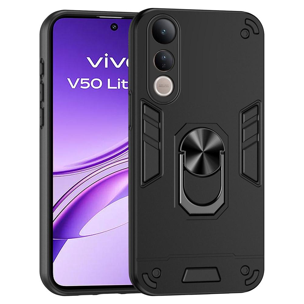 For Vivo V50 Lite 4G Case PC+TPU Drop Defend Phone Cover with Ring Kickstand