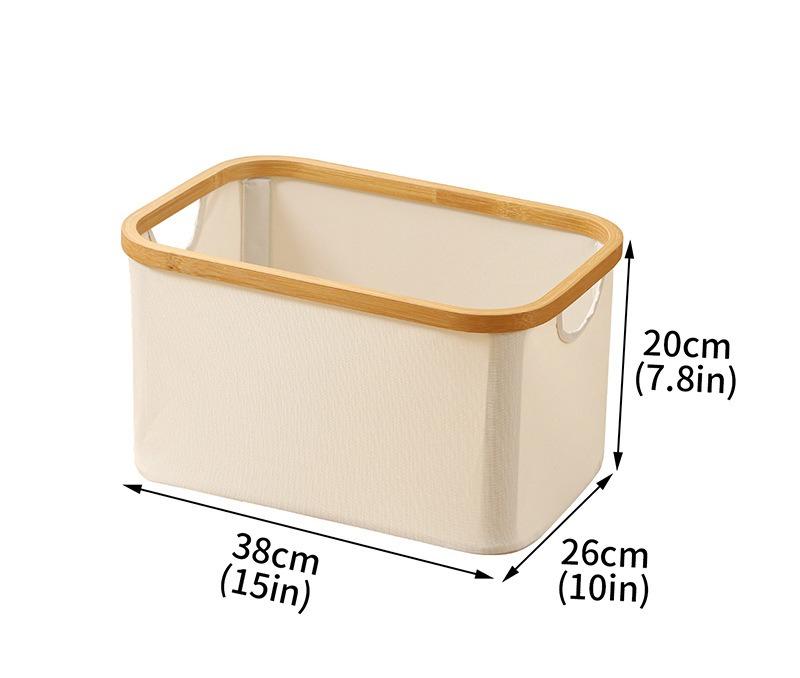 

Oxford Fabric Foldable Laundry Basket Bamboo Design Clothes Hamper Collapsible Storage Organizer Durable Home & Travel Use