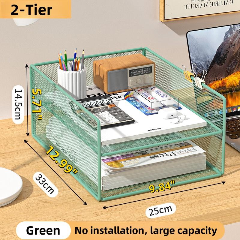 Office File Organizer Capacity Metal Mesh Desk Organizer with Three Layer Design Multifunctional File Holder Paper Storage Rack 7430₽