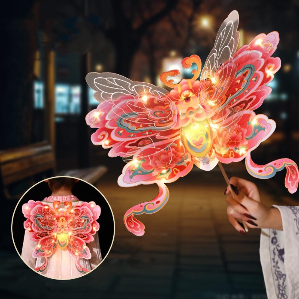 Handmade Mid-Autumn Festival Lantern DIY DIY Material Bag Dragonfly Shape Handheld Glowing Lantern Chinese Style Paper