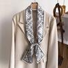 New temperament double-layer scarf streamer strap bag decoration suit scarf small long headband silk scarf women's printing narrow