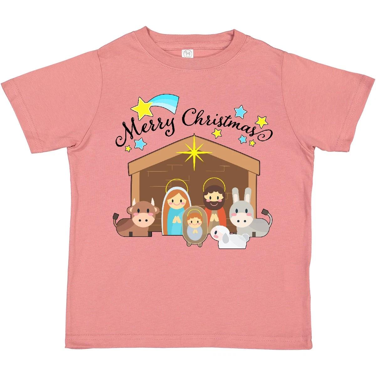 Inktastic Merry Christmas Cute Nativity Scene Toddler T-Shirt Jesus Christianity 150