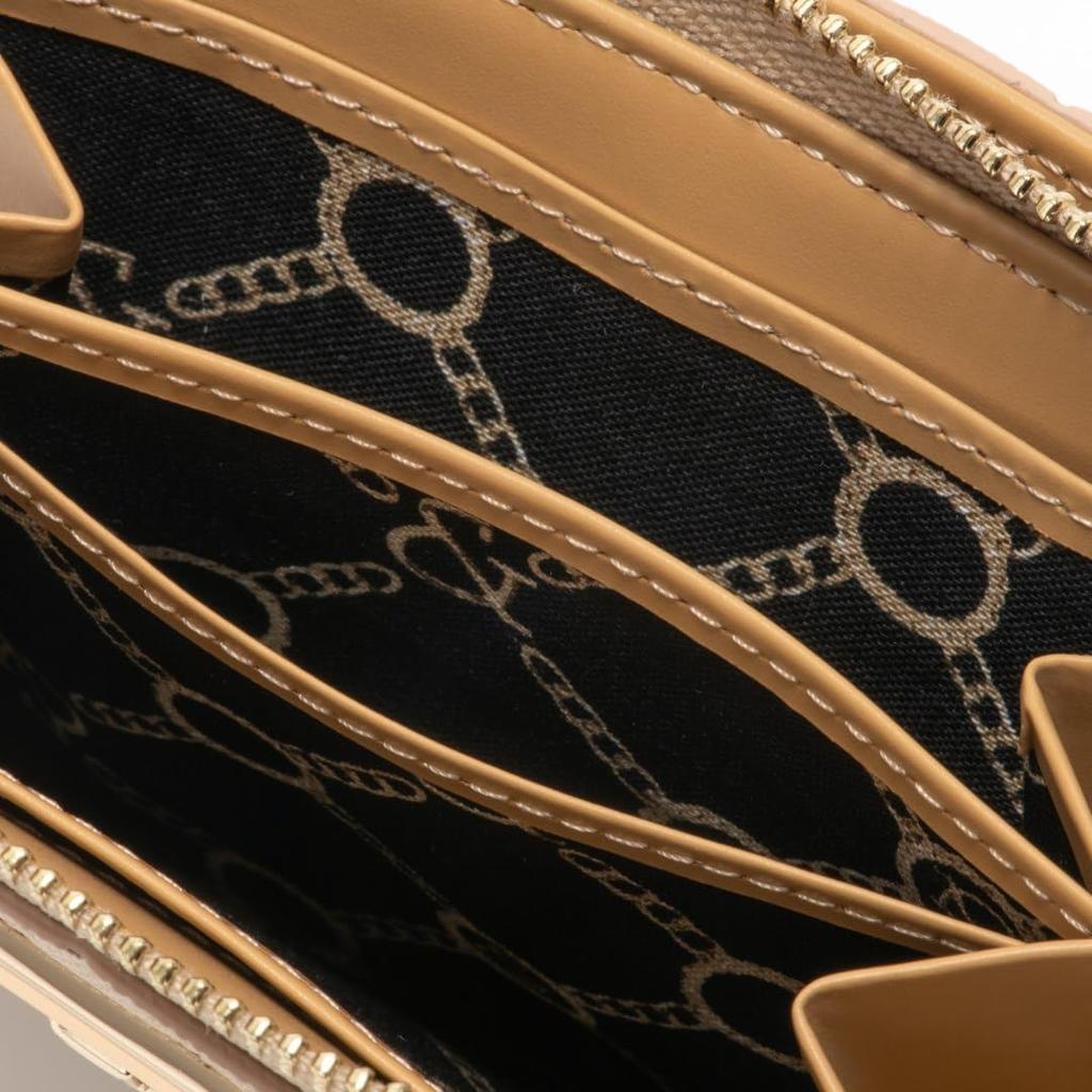 Portfel składany Pinky & Diane w kształcie litery L z zamkiem [& Union] Damska skóra syntetyczna Wytłaczane logo Broszka PDLWFDS3 Złoty