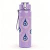 1PC Evil Eye Blue Drop Repeat Pattern 750ml Color Plastic Sports Water Bottle Leakproof Flip Straw Lid Suitable for Sports Office Home Use