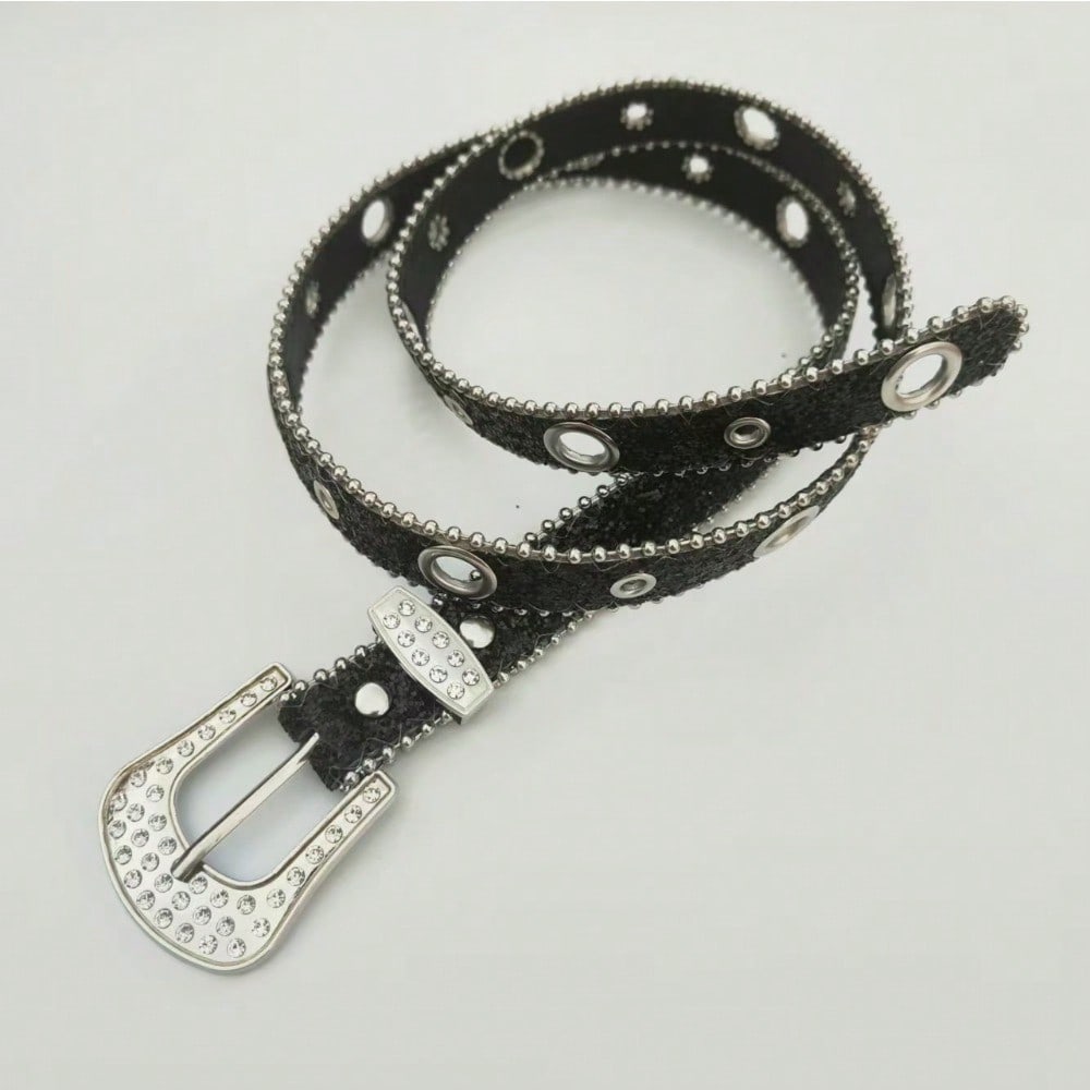 Edge Bead Wide Belt Women's Fashion Versatile Belt Sequined Belt Women's High-end Belt Women
