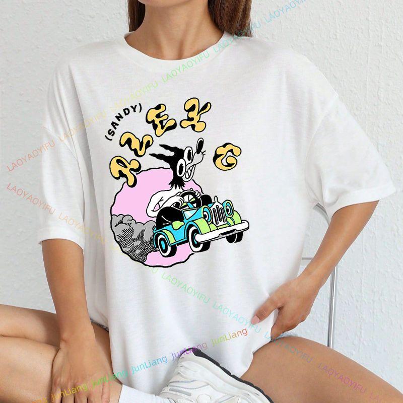 Tričko Alex G Funny Print Módní styl Gotický ležérní top Volné tričko s krátkým rukávem a výstřihem