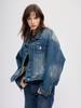 Women's 2025 Vintage High-Waisted Slimming Denim Jacket - Faded Retro Loose-Fit