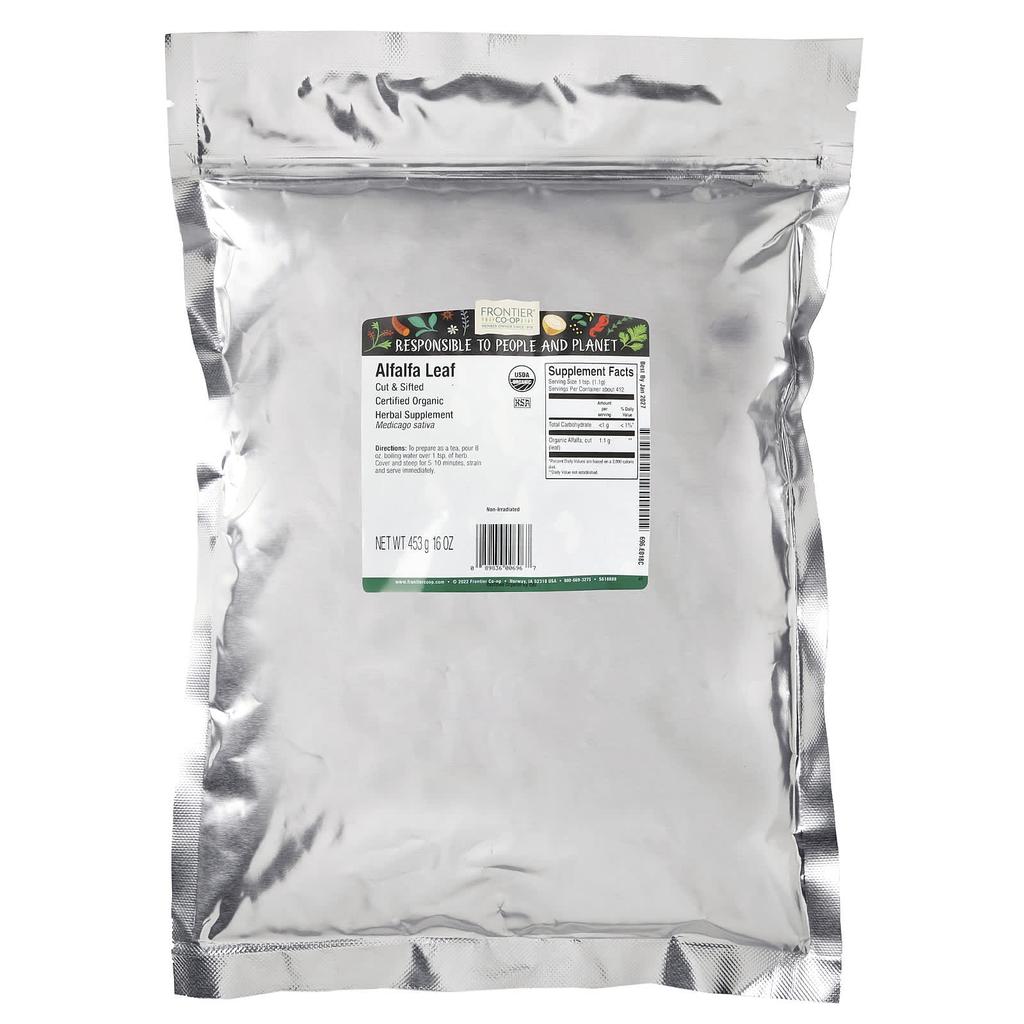 Frontier Co-Op, Organic Alfalfa Leaf, Chopped and Sieved, 453G (16Oz)