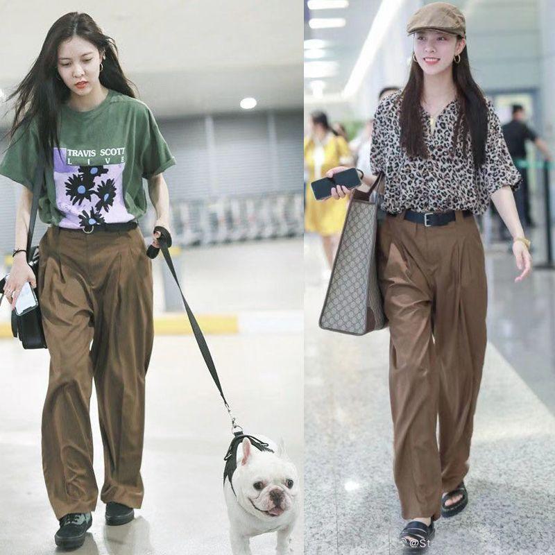 

Caramel Fall and Winter Medium Thickness Loose Casual Wide-Leg Trousers Female Slim Looking Easiest for Match High Waist Straight Pants Song Yanfei with Spring & Fall Loose pants L