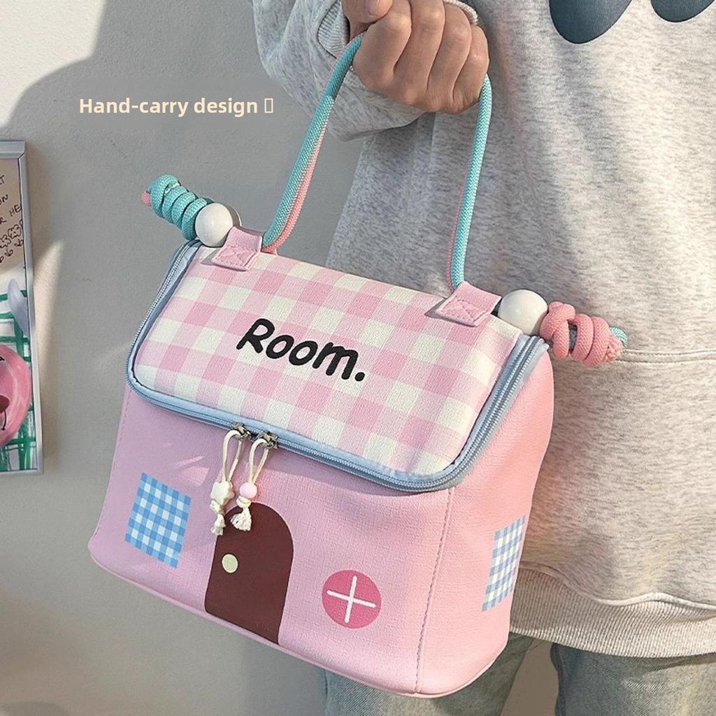Dopamine Style Waterproof Makeup Bag Large Capacity Multi Compartment Travel Cosmetic Organizer for Women and Students