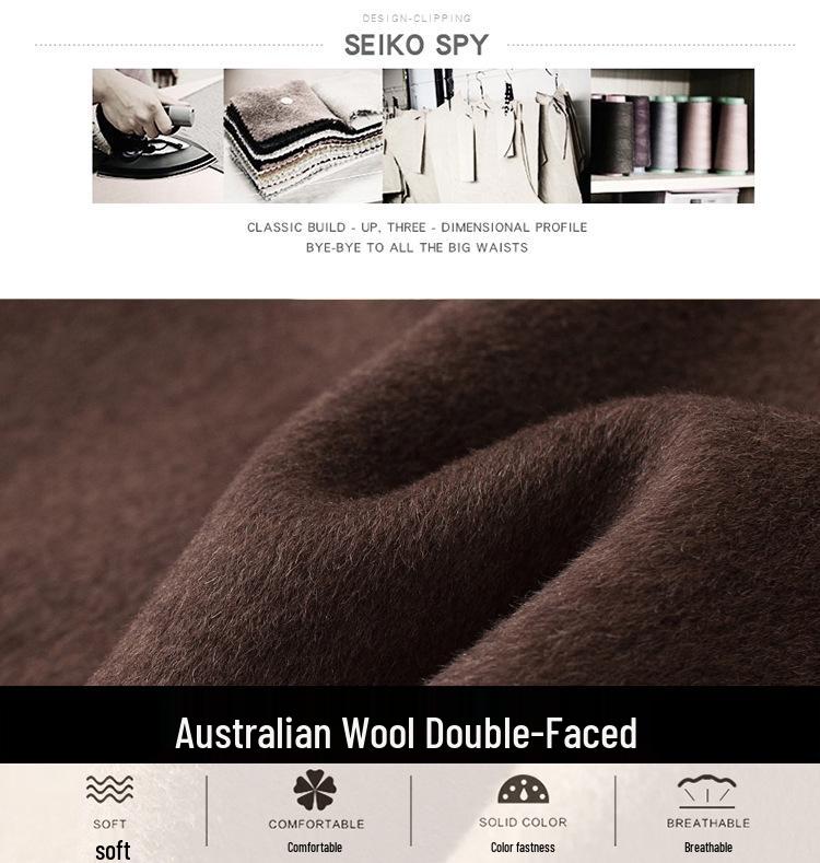 Luxusní oboustranný kašmírový kabát střední délky pro ženy - Podzimní/zimní móda Vlněný kabát z jačí vlny