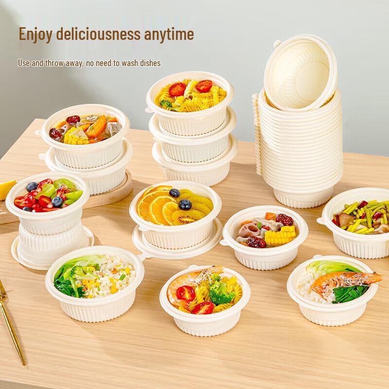 temeiju Eco-Friendly Corn Starch Disposable Meal Prep Containers with Lids