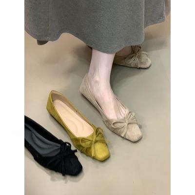 Autumn Bow Light Mouth Single Shoes Fairy Style Low Heels Fashion Women's Shoes