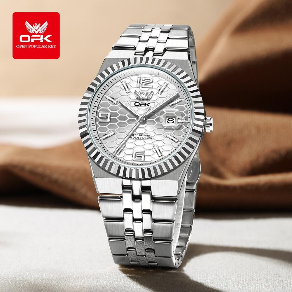 OPK Brand Watch Simple Atmosphere Quartz Watch Single Calendar Luminous Waterproof Men's Watch Men's Watch