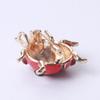 Blucome Fashion Insects Cute Red Ladybug Enamel Brooches for Women Alloy Rhinestone Banquet Party Wedding Pin