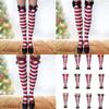 Festival-Schleifenakzent Gestreifte Lange Socken für Damen Weihnachtsfeiern Cosplay Oberschenkelhoch Über dem Knie Strümpfe Strumpfwaren