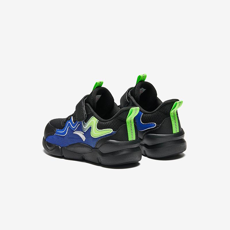 Anta Kids Synthetic Leather Fashion Versatile Lightweight Shock Absorbing Low Top Running Shoes Kids sneaker Black Blue Green A12449970N-2