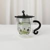 Creative Cartoon Cat Double Wall Glass Cup with Handle Cute Coffee Cup Heat-resistant Mug Office Kitchen Drink Ware