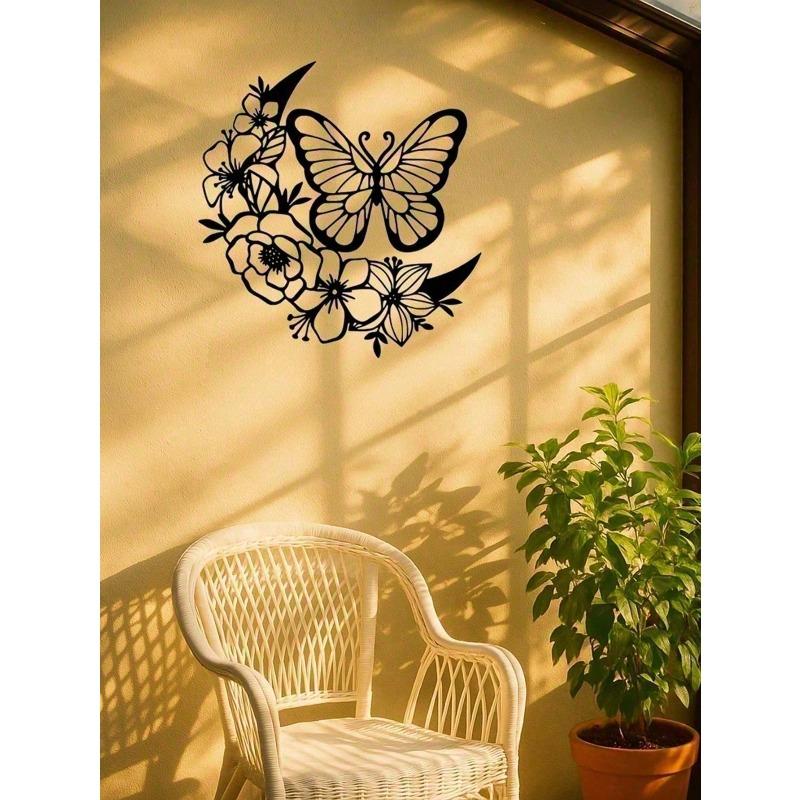 Moon Phase Butterfly Metal Wall Art Boho Gothic Hanging Decor Waterproof Outdoor Gift
