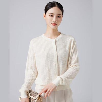 FengXun Damen 100% Reine Wolle Strickjacke