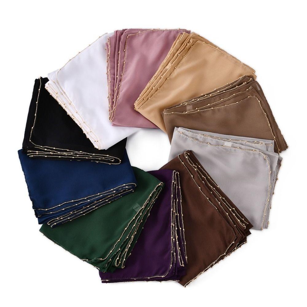 Long Ethnic Style Scarf Solid Color Islamic Turban Elegant Hijab Scarf  Women