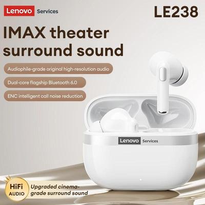 Auriculares Inalámbricos Originales Lenovo LE238 Bluetooth 6.0 Baja Latencia Auriculares para Gaming Sonido HiFi Auriculares Deportivos Micrófono con Cancelación de Ruido ENC