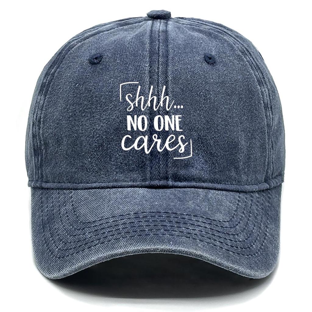 Shhh... No One Cares" Print Adjustable Baseball Hat, Woman's Cap Raw Brim Fashion Sunshade Unisex Snapback Sun Hat