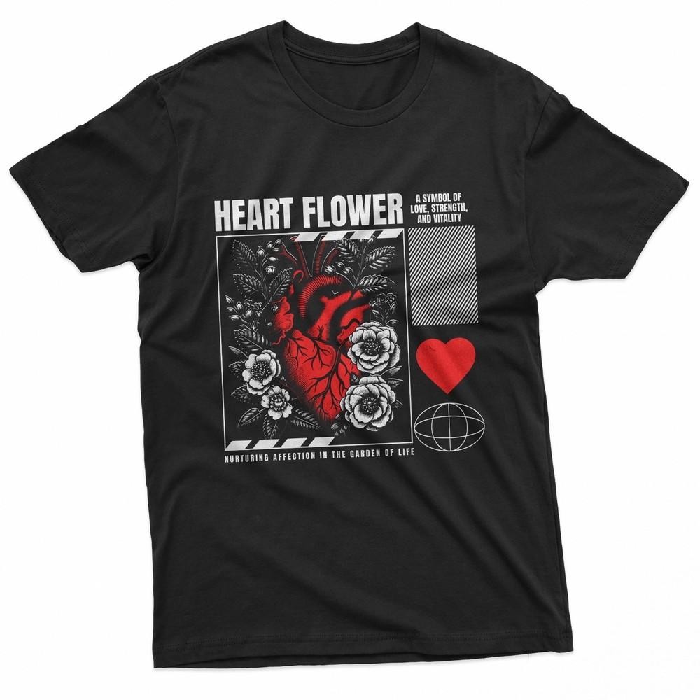 Heart Floral Graphic Gothic TShirt Unisex T-Shirt XL