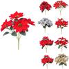 Artificial Flowers Fake Flower Pot Ornament Red Poinsettia Simulation Bouquet  Holiday Decor