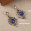 Bohemian Vintage Hohlgeschnitzte Lapislazuli Anhängerohrringe Personalisierbare Accessoires für Männer und Frauen