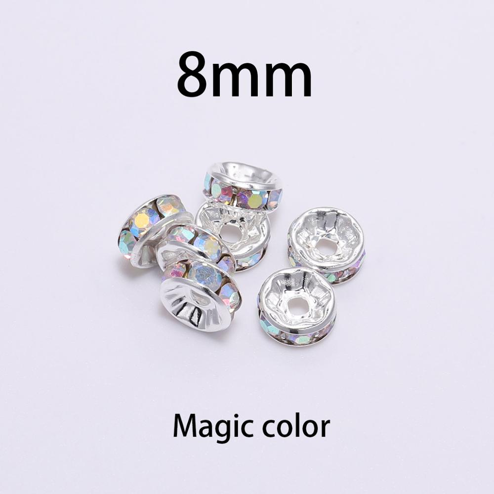 50 stk/parti 8 mm Strass Rondeller Krystallperler Løse Avstandsperler Charms for DIY Håndlaget Smykketilbehør Produksjonsmateriell