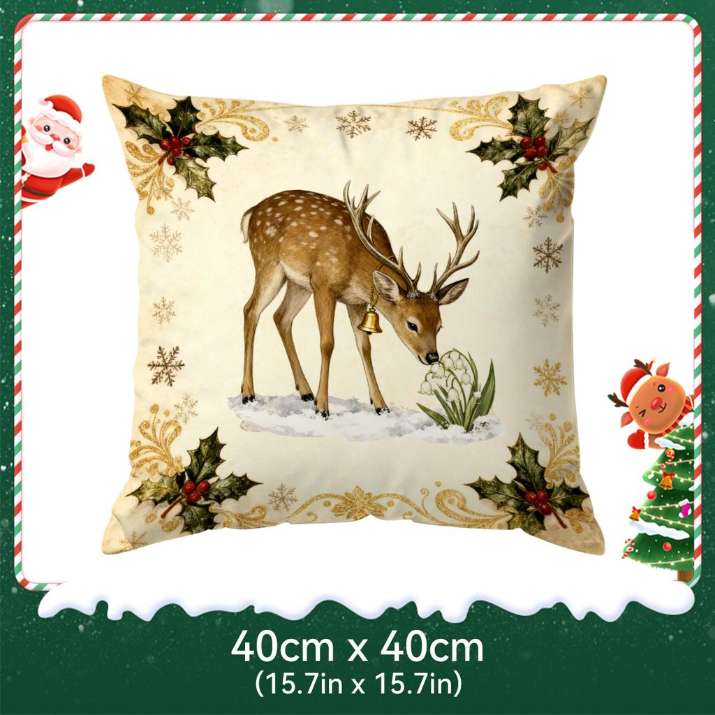 Santa Claus Christmas Tree Bell Pillowcase Bedroom Cushion Cover 100% Polyester Living Room Cushion Pillowcase Home Decor