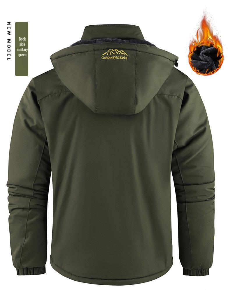 Plus Size Men's Winter Down Jacket - Fleece Lined, Windproof, Warm, Suitable for Fishing, Mountaineering, Cycling, and Other Outdoor Activities.