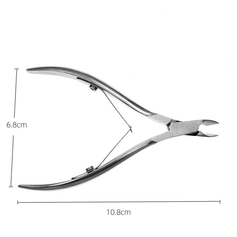 Stainless Steel Double Spring Cuticle Nipper & Angled Ingrown Nail Pliers - Foot Care Tool D-07