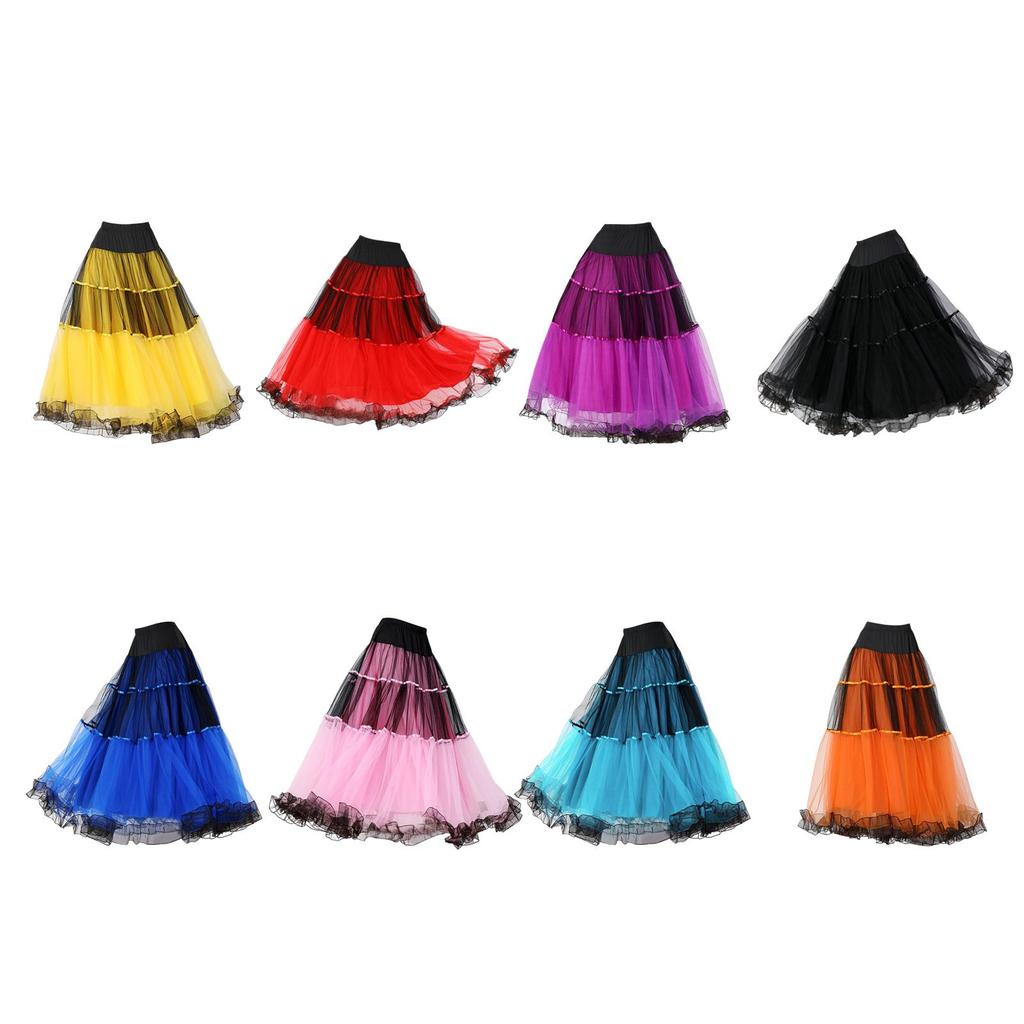 Ballroom Dance Skirt Adults Layered Dress Flamenco Waltz Dancewear Clothing