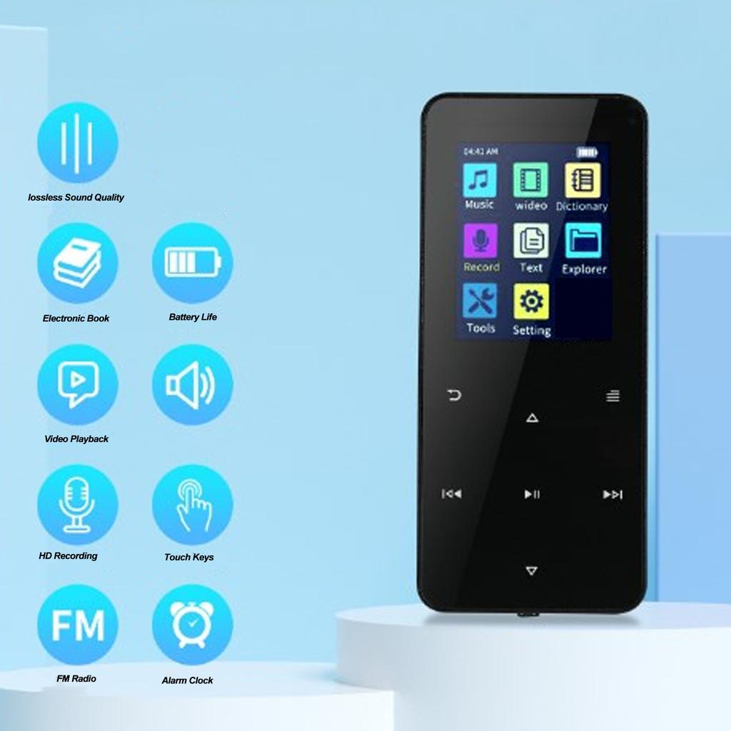 Music Player 2 Inch HD Screen Noise Reduction Electronic Book FM Radio Voice Recording HiFi Lossless Sound Portable MP3 Player
