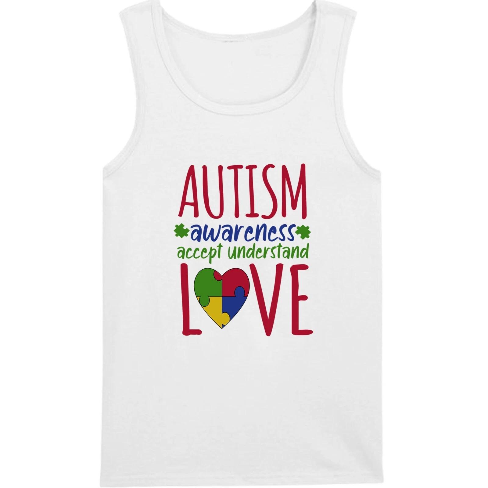 Autism Awareness Vest Accept Understand Love Puzzle Heart Support Gift Vest Top S