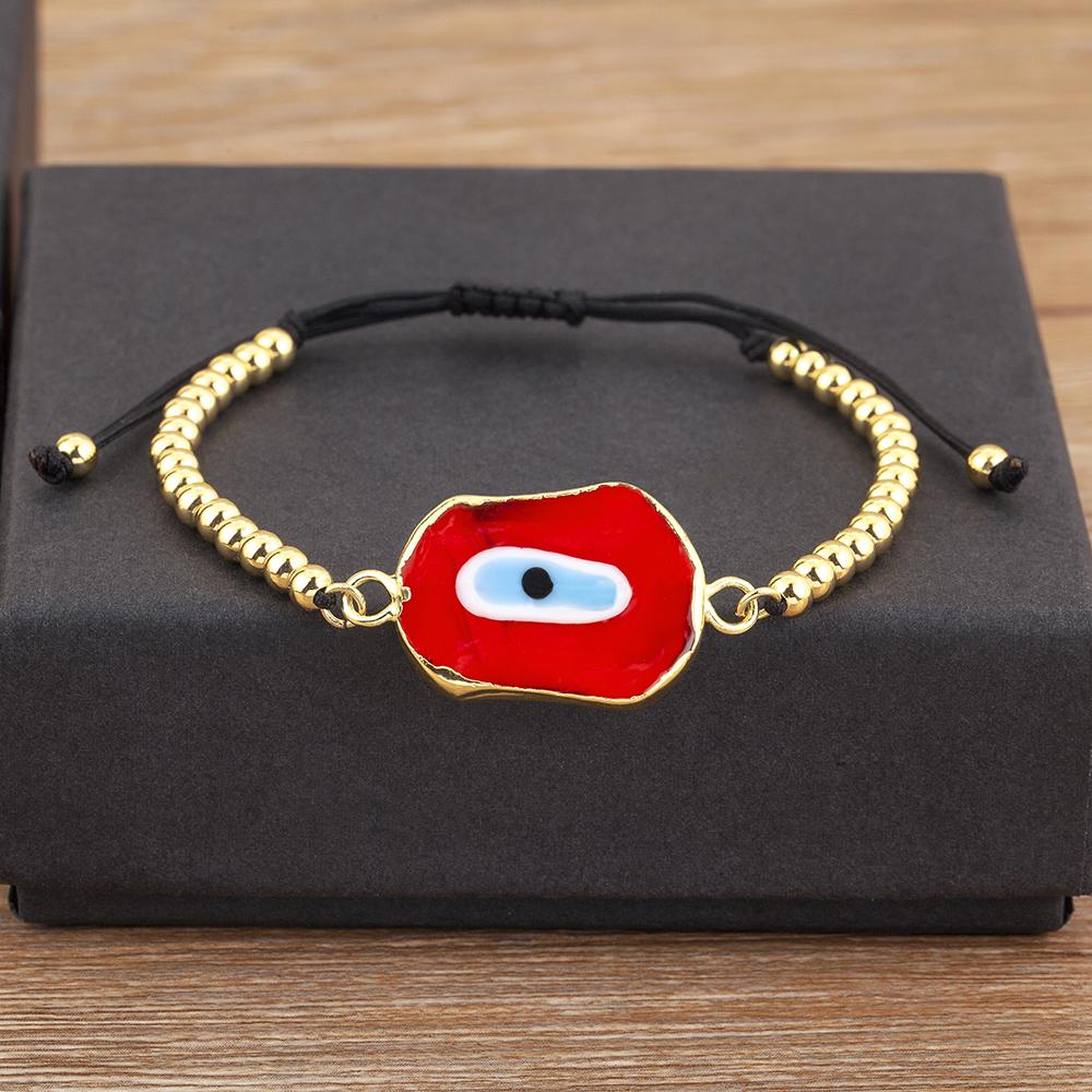 Nidin New Creative Design Evil Eye Charm Chain Bracelets Adjustable 7 Colors For Women Birthday Party Jewelry Accessories Gifts