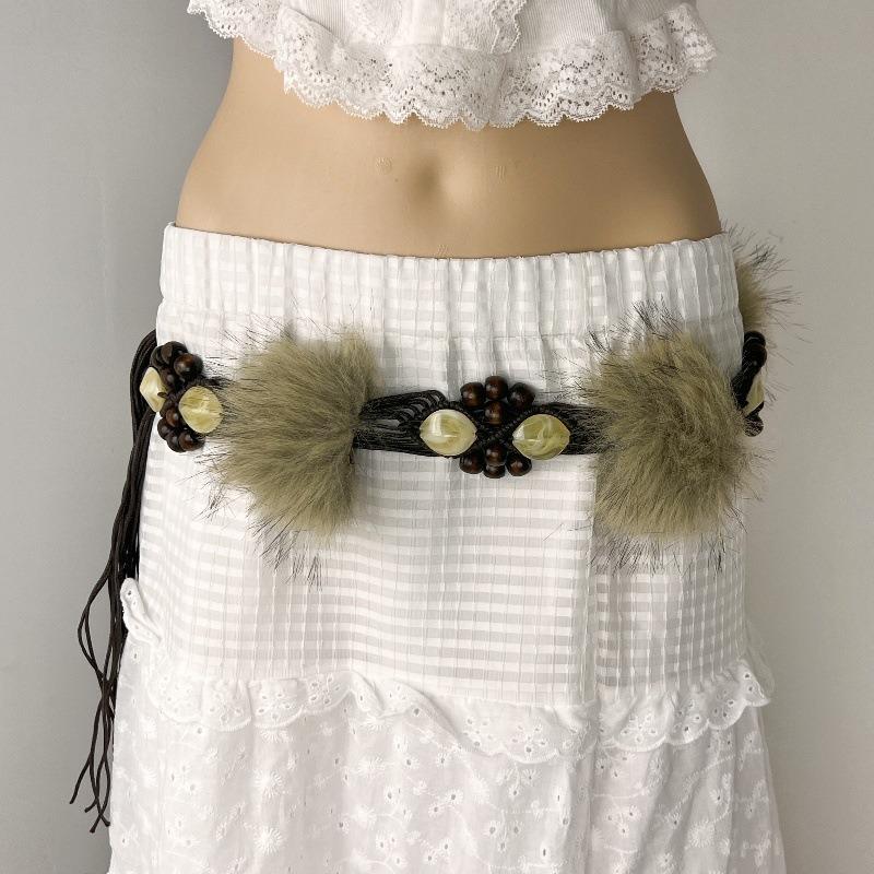 New Rabbit Fur Belt, Fur Belt, European and American Sexy Hot Girl Waist Seal Wide Belt