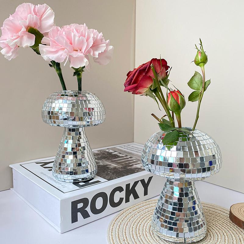 Disco Mushrooms Bedroom Decoration Mirror Vase Mushroom Modern Home Decor Party Decorations Retro Home Decor