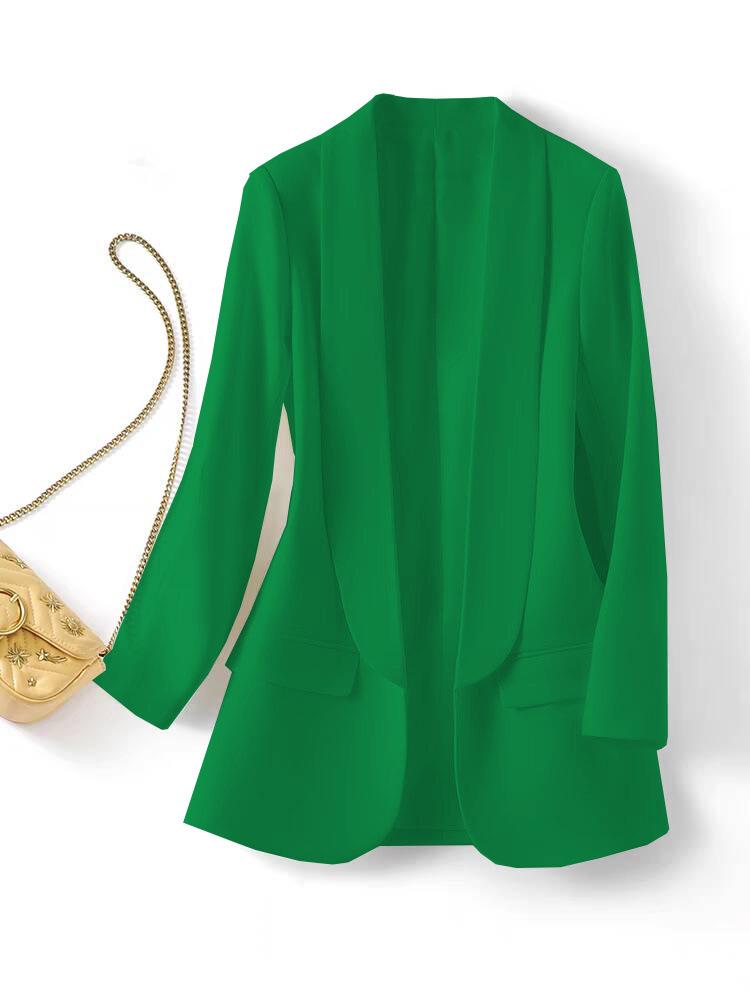 2025 Women's Slim Fit Lapel Suit - Solid Color, Spring/Autumn, Elegant Commute Style