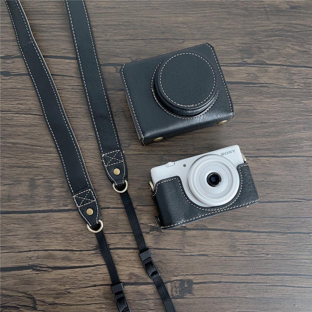 Luxury PU Leather Camera Case For Sony ZV1F ZV-1F ZV1M2 ZV1II ZV-1M2 Full Body Bag Cover With Strap