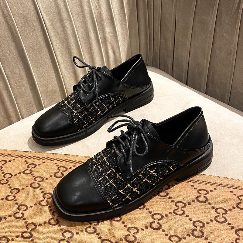 Xiaoxiangfeng Single Shoes Women's Spring Retro Flat-bottomed Japanese Small Leather Shoes Versatile Soft-soled Loafers Large-size Women's Shoes 41-43