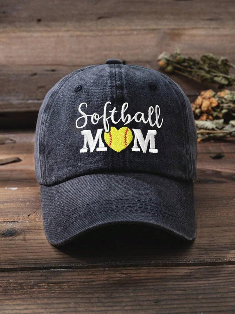 Embroidered Softball Mom Baseball Cap Adjustable Casual Sun Protection Hat