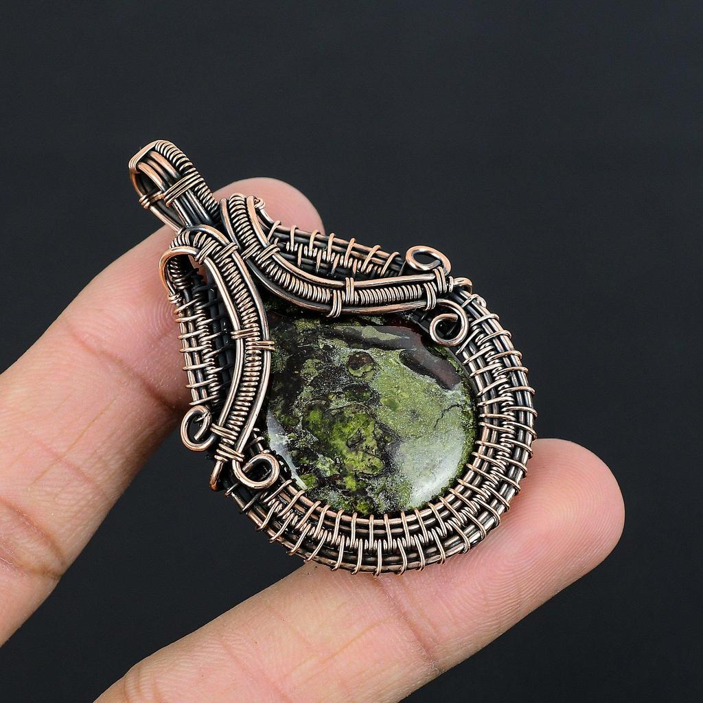 Dragon Blood Jasper 999 Copper Wire Wrapped Pendant, Handmade Gemstone Pendant Jewelry, Gifts For Wife Brand New Pendant
