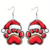 Exclusive Christmas Dog Paw Earrings with Red Hat - Perfect Holiday Gift for Her