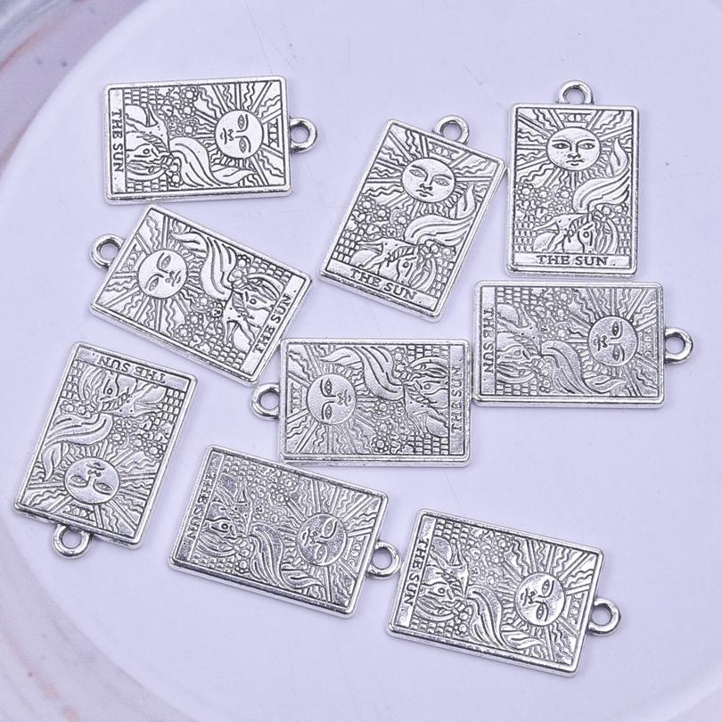 12pcs/Lot Tarot Charm Bulk Pendants For Jewelry Making Supplies The Lovers/Wheel Of Fortune/Star/Moon/Word Charm DIY Accessories