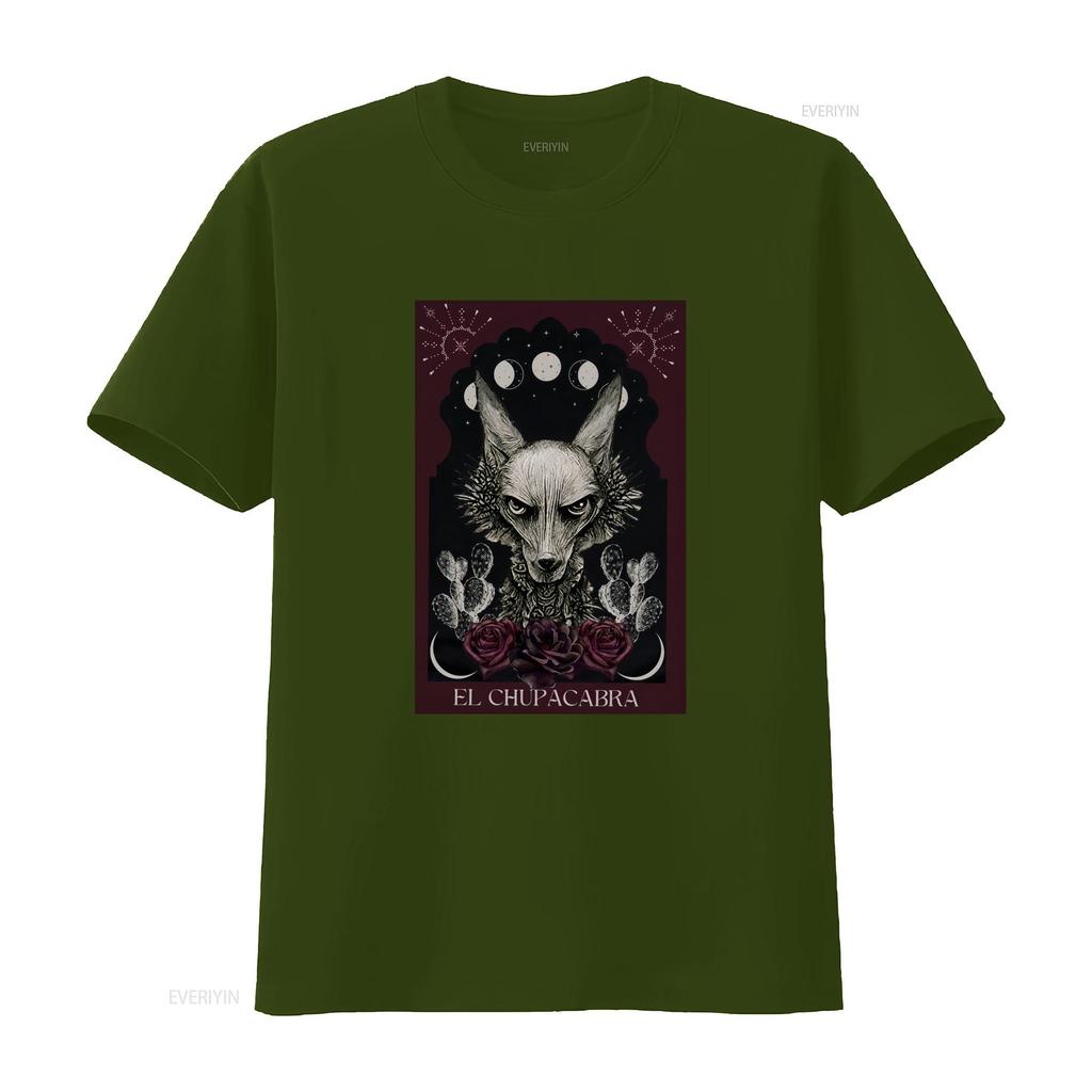 El Chupacabra T Shirt Cryptid Tarot Card Supernatural Cryptids Folklore Cryptidcore vintage Washed Top For Everyday Wear